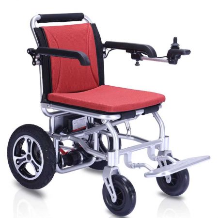12-inch rear wheel red foldable outdoor electric wheelchair