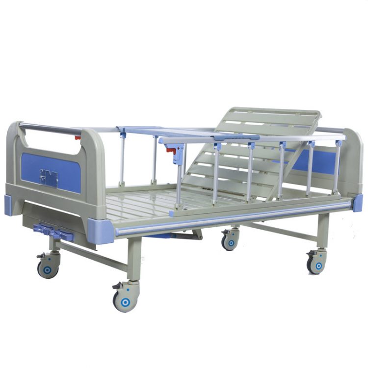 Two Crank Manual Hospital Bed With Aluminum Alloy Fence