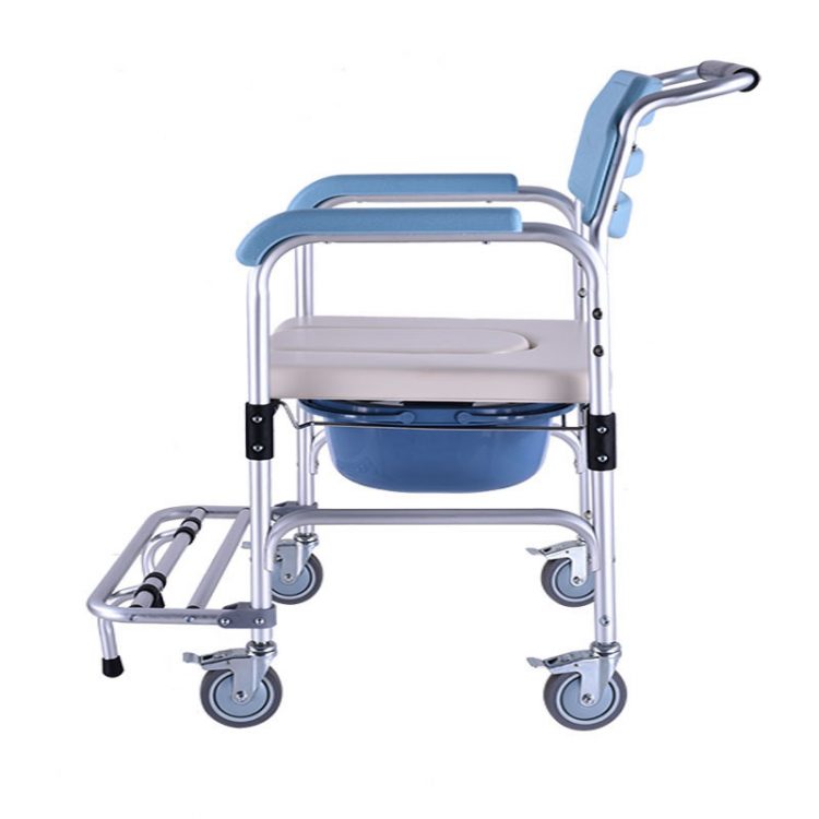 Multi-functional Transport Shower Handicap Manual Folding Commode Wheelchair For Elderly
