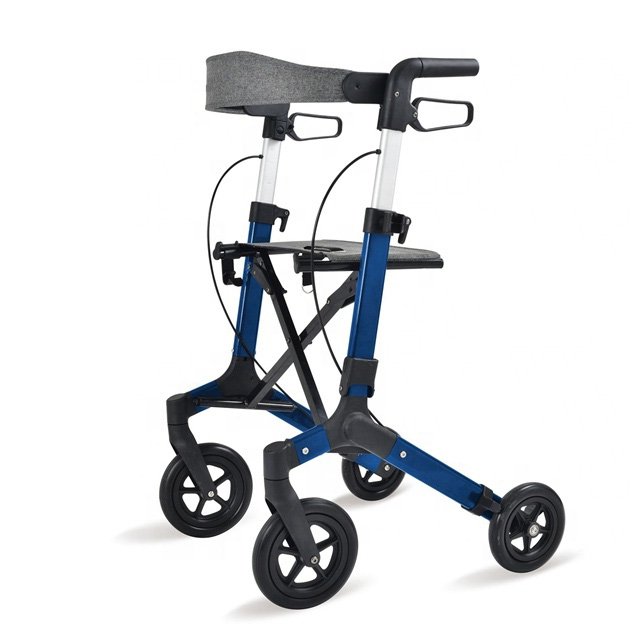 Blue Color aluminum folding walking aid with seat