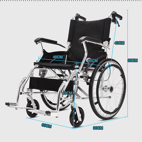 The size of the self propelled wheelchair