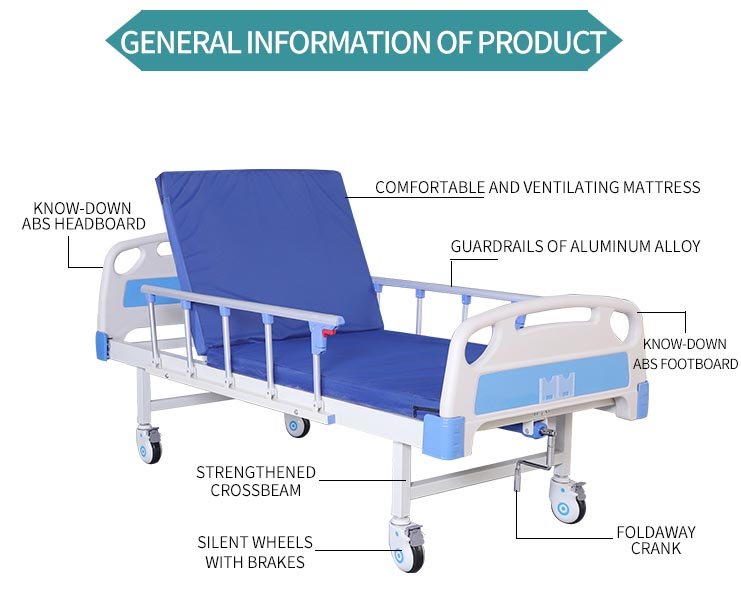 The detail of single crank hospital bed