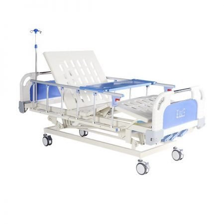 Three Crank Hospital Bed Wiht IV Pole