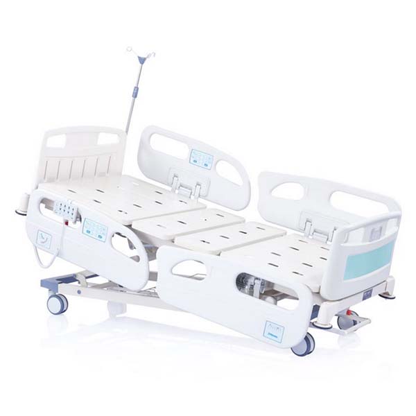 Five function hospital bed with side rails