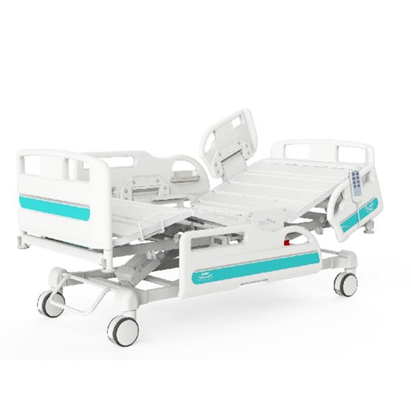 Electric hospital bed with side rails