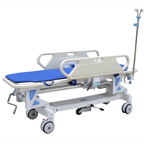 Hospital trolley bed with IV pole