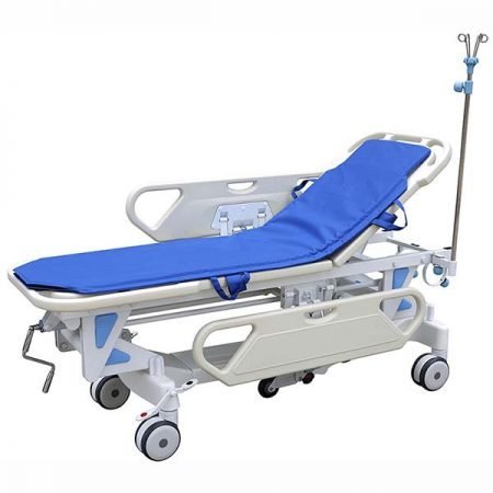 Back adjustable hospital trolley bed