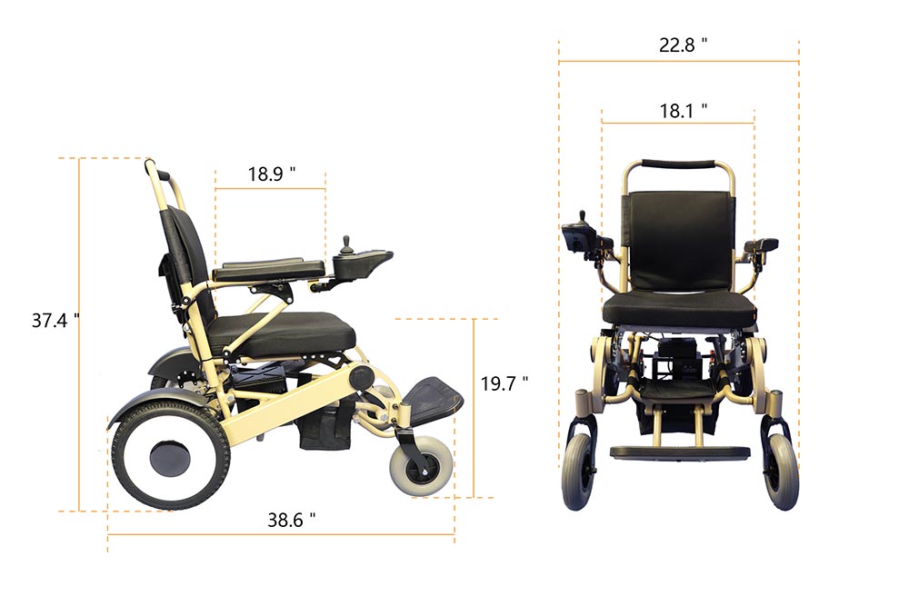 the size of aluminum electric wheelchair