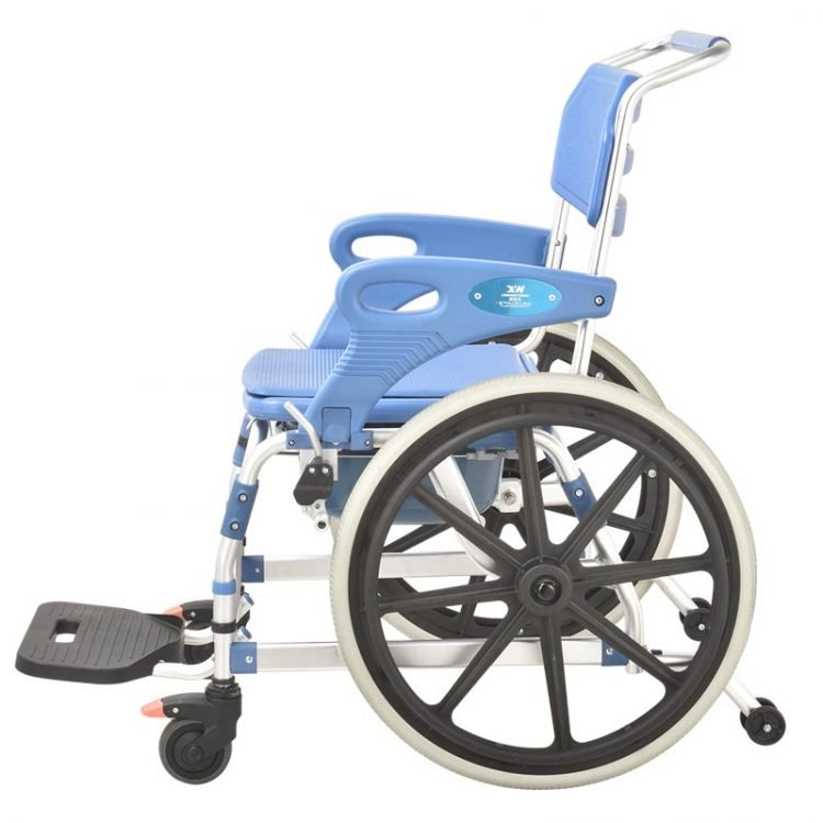 Ultra-narrow shower commode wheelchair