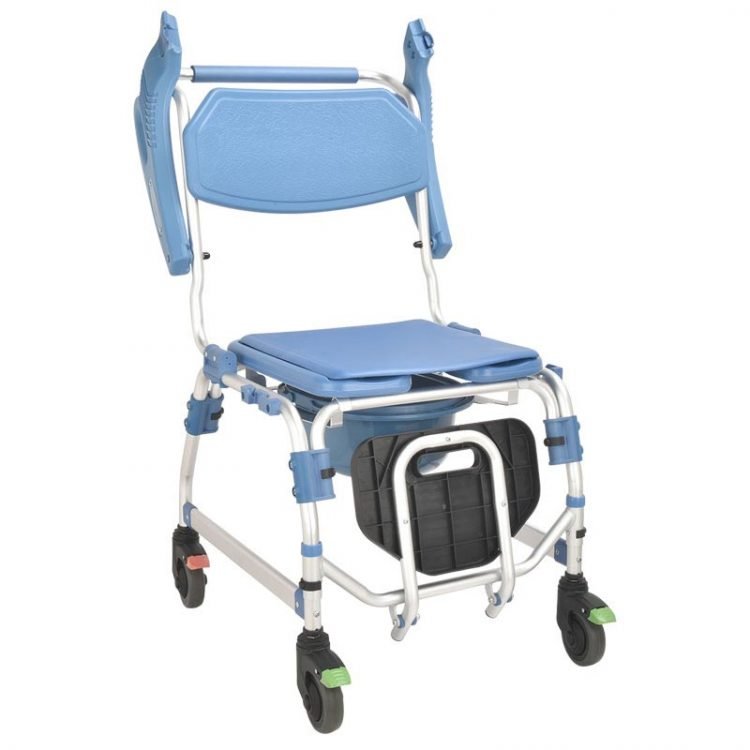 Bath wheelchair with armrests that can be turned back