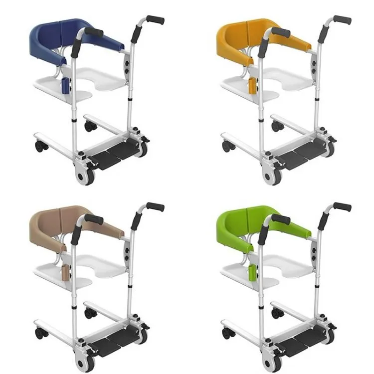 Patient transfer wheelchairs in a variety of colors