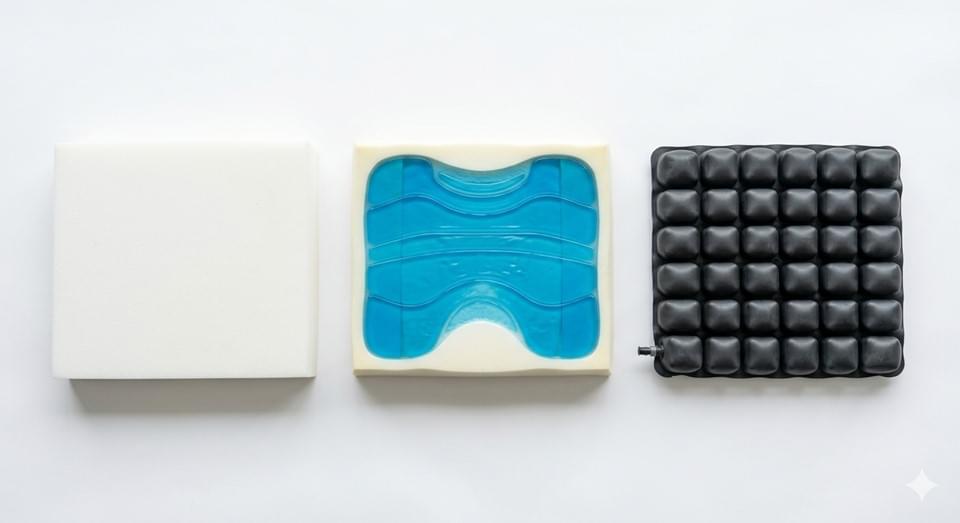 Wheelchair Cushion Replacement & Maintenance: A Complete Guide for Fleet Managers 1 Foam vs gel vs air wheelchair cushion types comparison for hospital procurement